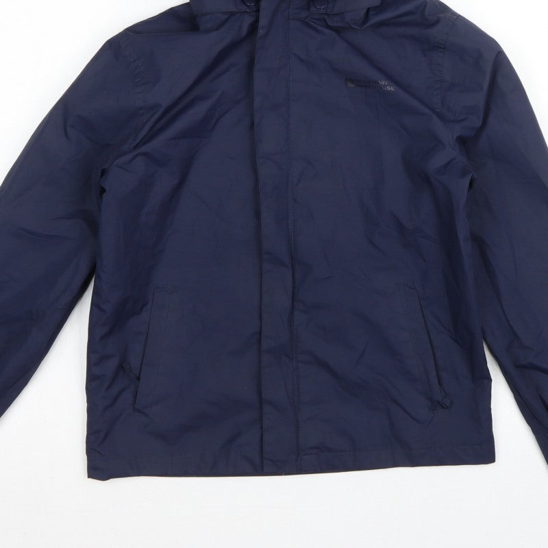 Mountain Warehouse Boys Blue 9-10 Years Hooded Rain Jacket Outdoor