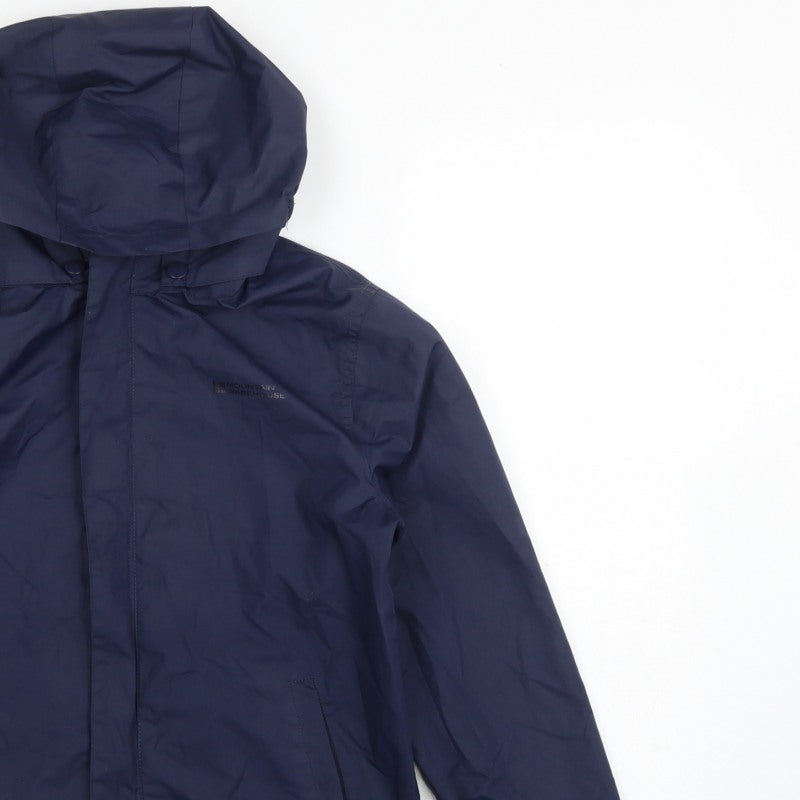 Mountain Warehouse Boys Blue 9-10 Years Hooded Rain Jacket Outdoor