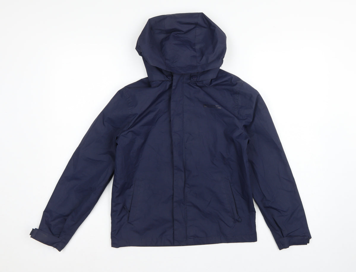 Mountain Warehouse Boys Blue 9-10 Years Hooded Rain Jacket Outdoor