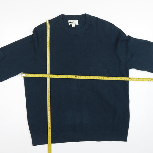 Marks and Spencer Men’s Blue 2XL Cotton Crew Neck Knit Pullover Jumper