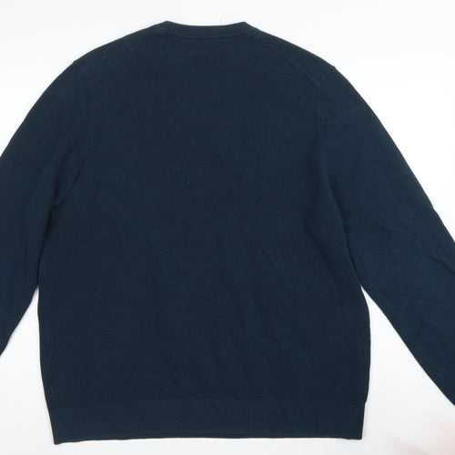Marks and Spencer Men’s Blue 2XL Cotton Crew Neck Knit Pullover Jumper
