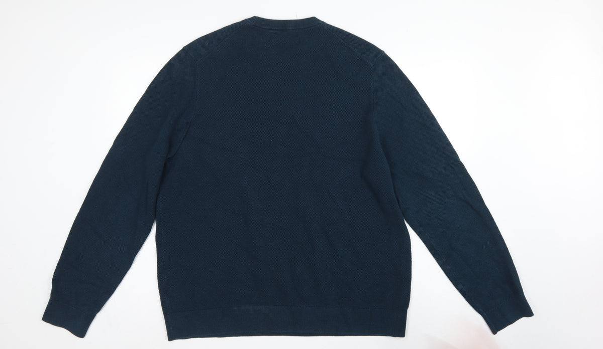 Marks and Spencer Men’s Blue 2XL Cotton Crew Neck Knit Pullover Jumper