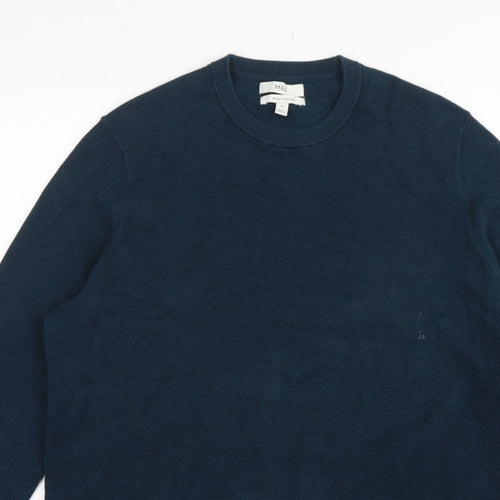 Marks and Spencer Men’s Blue 2XL Cotton Crew Neck Knit Pullover Jumper