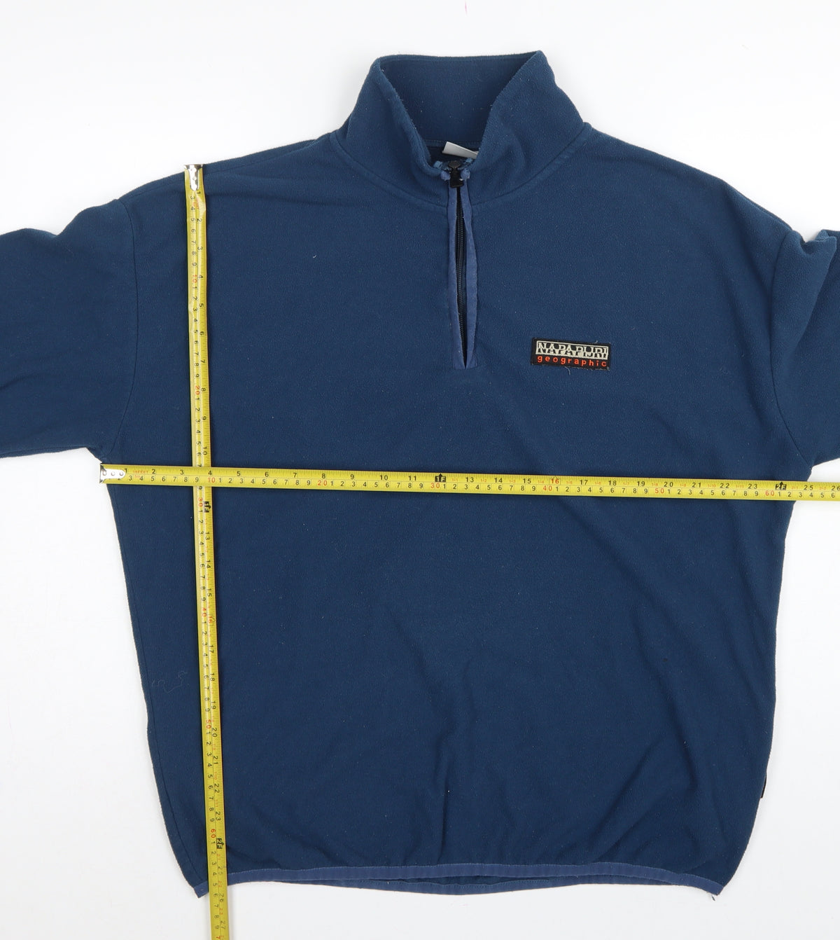 Napapijri Men’s Blue L 1/4 Zip Fleece Sweatshirt High Neck Logo