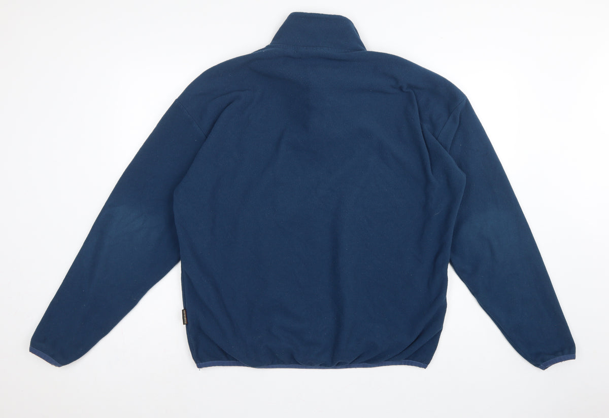 Napapijri Men’s Blue L 1/4 Zip Fleece Sweatshirt High Neck Logo