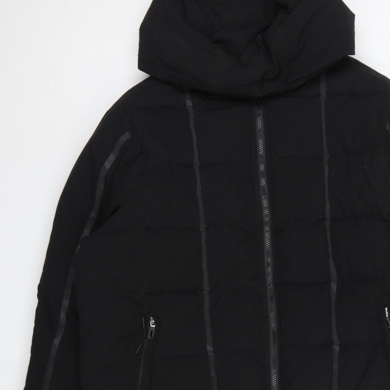 MAN Active Men Black XL Puffer Jacket Hooded Insulated Full Zip