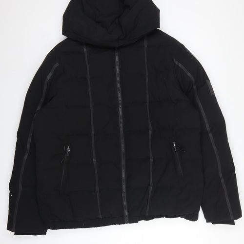 MAN Active Men Black XL Puffer Jacket Hooded Insulated Full Zip