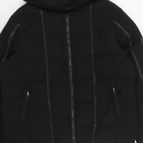 MAN Active Men Black XL Puffer Jacket Hooded Insulated Full Zip