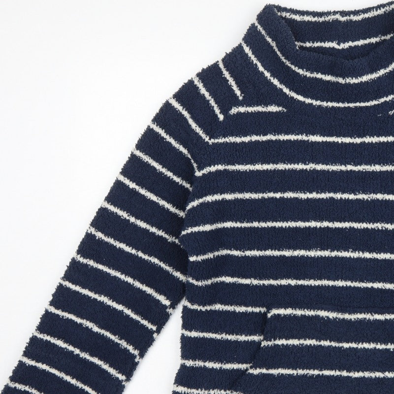 Weird Fish Women’s Blue Stripe Fleece Pullover Sweatshirt UK 16 Pockets