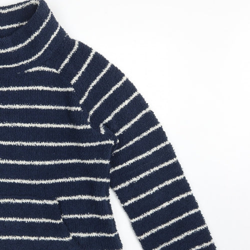 Weird Fish Women’s Blue Stripe Fleece Pullover Sweatshirt UK 16 Pockets