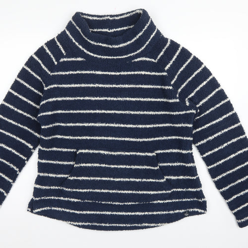 Weird Fish Women’s Blue Stripe Fleece Pullover Sweatshirt UK 16 Pockets