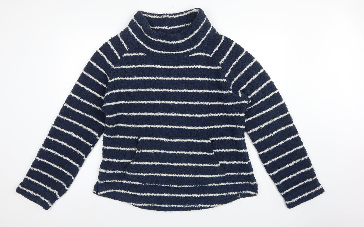 Weird Fish Women’s Blue Stripe Fleece Pullover Sweatshirt UK 16 Pockets