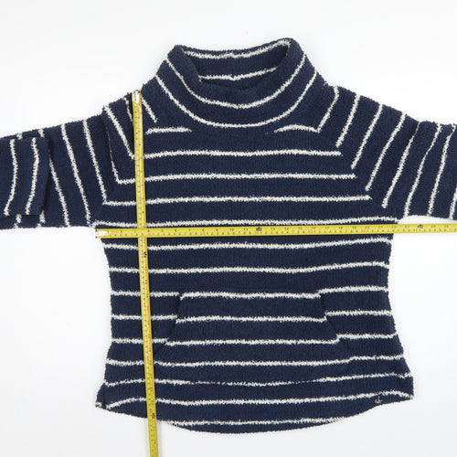 Weird Fish Women’s Blue Stripe Fleece Pullover Sweatshirt UK 16 Pockets