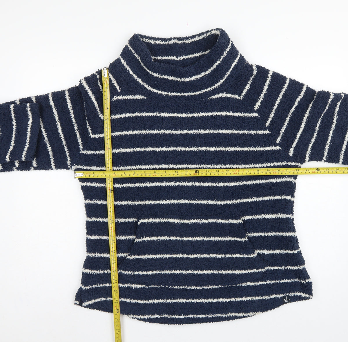 Weird Fish Women’s Blue Stripe Fleece Pullover Sweatshirt UK 16 Pockets