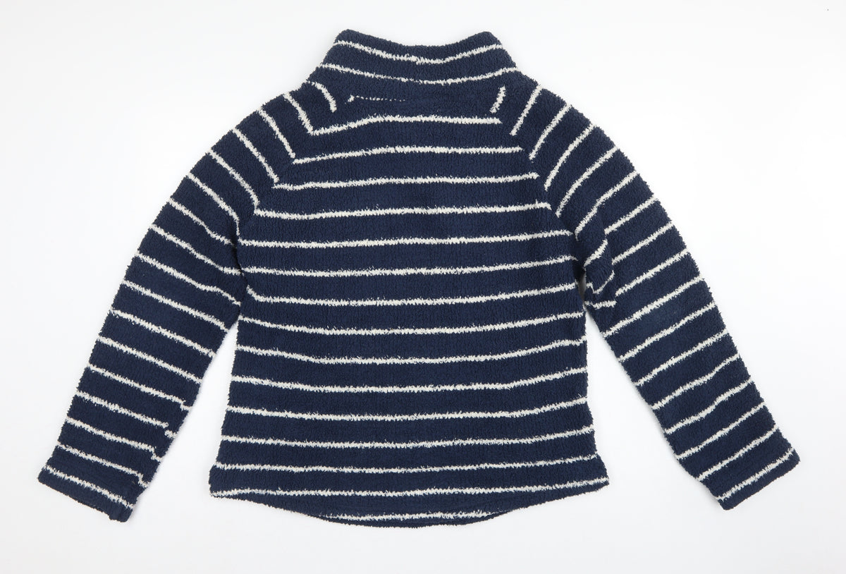 Weird Fish Women’s Blue Stripe Fleece Pullover Sweatshirt UK 16 Pockets