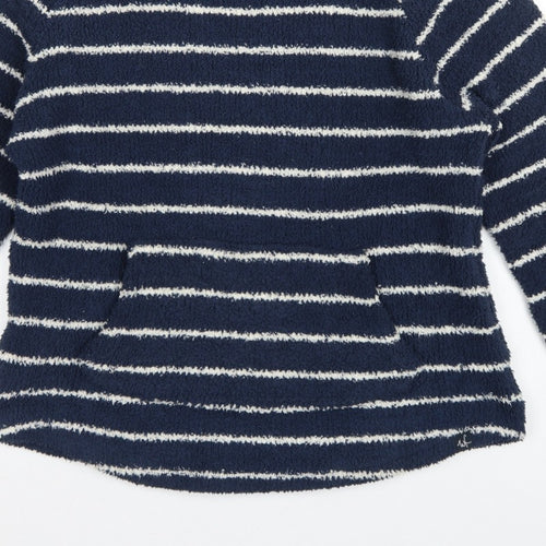 Weird Fish Women’s Blue Stripe Fleece Pullover Sweatshirt UK 16 Pockets