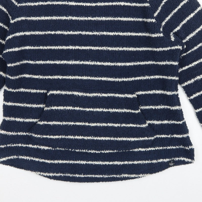 Weird Fish Women’s Blue Stripe Fleece Pullover Sweatshirt UK 16 Pockets