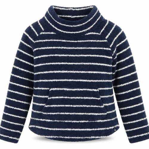 Weird Fish Women’s Blue Stripe Fleece Pullover Sweatshirt UK 16 Pockets
