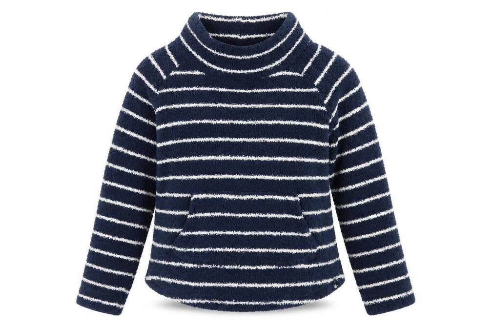Weird Fish Women’s Blue Stripe Fleece Pullover Sweatshirt UK 16 Pockets