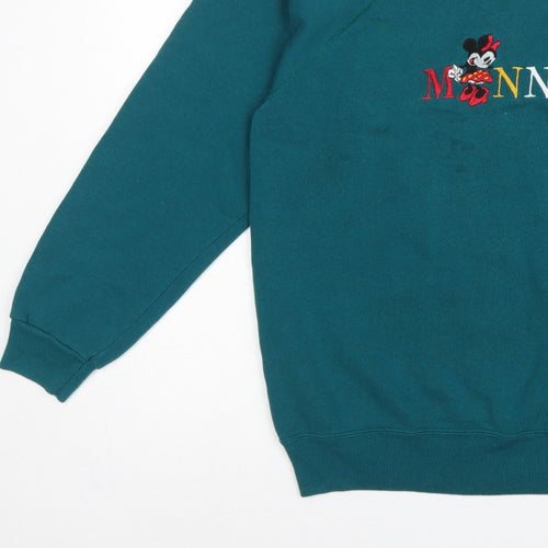 Hanes Women’s Green L Minnie Embroidered Crew Neck Sweatshirt