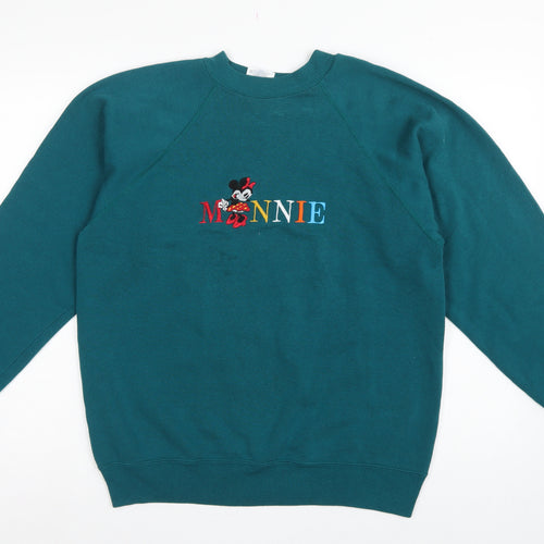 Hanes Women’s Green L Minnie Embroidered Crew Neck Sweatshirt