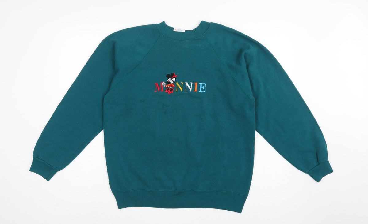 Hanes Women’s Green L Minnie Embroidered Crew Neck Sweatshirt