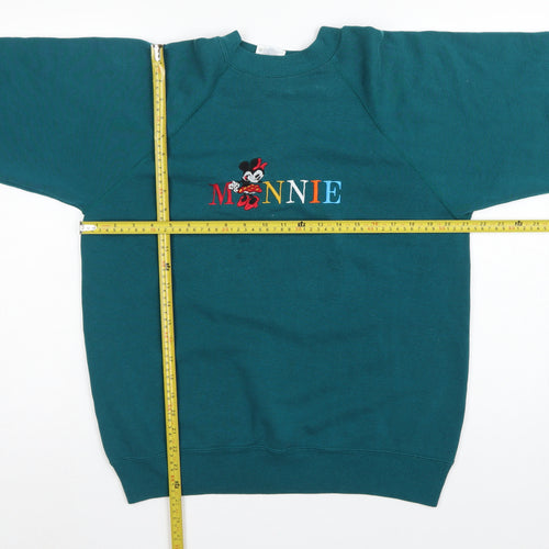 Hanes Women’s Green L Minnie Embroidered Crew Neck Sweatshirt