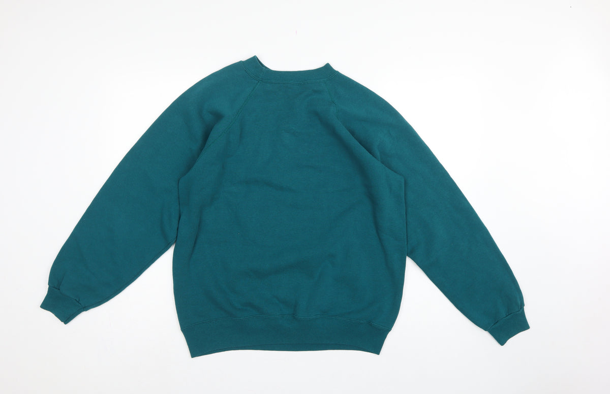Hanes Women’s Green L Minnie Embroidered Crew Neck Sweatshirt