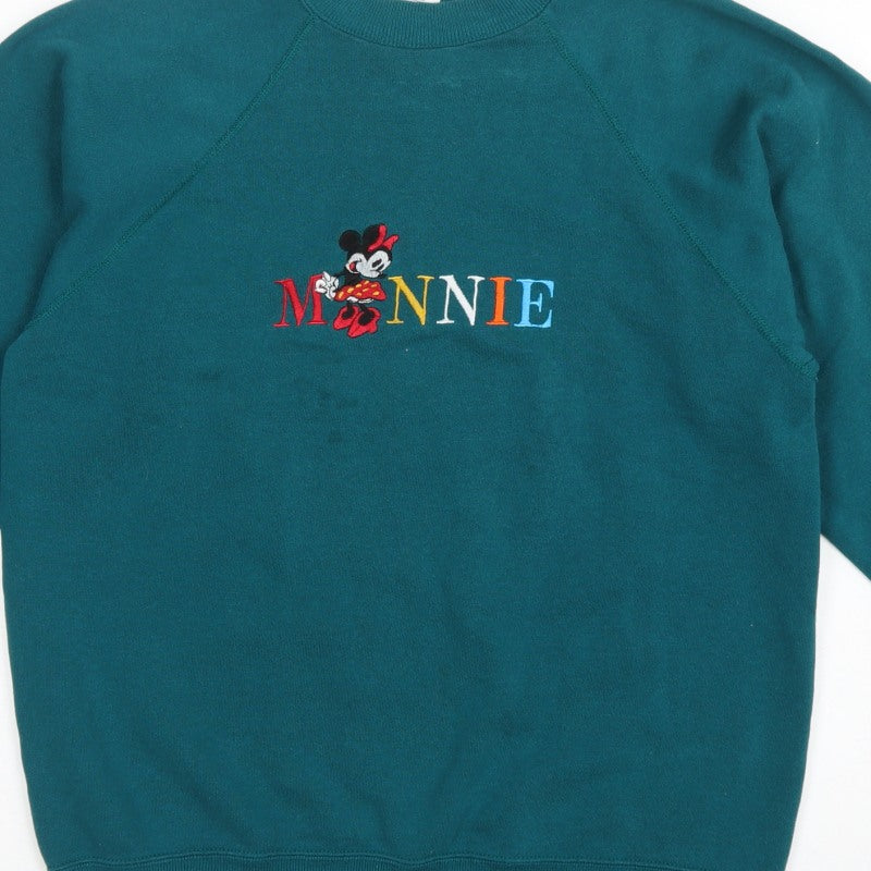 Hanes Women’s Green L Minnie Embroidered Crew Neck Sweatshirt