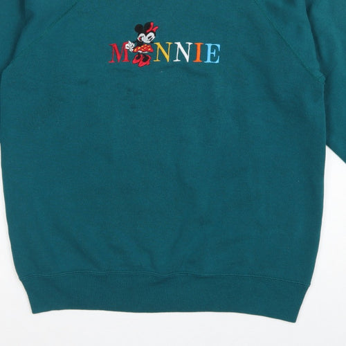 Hanes Women’s Green L Minnie Embroidered Crew Neck Sweatshirt