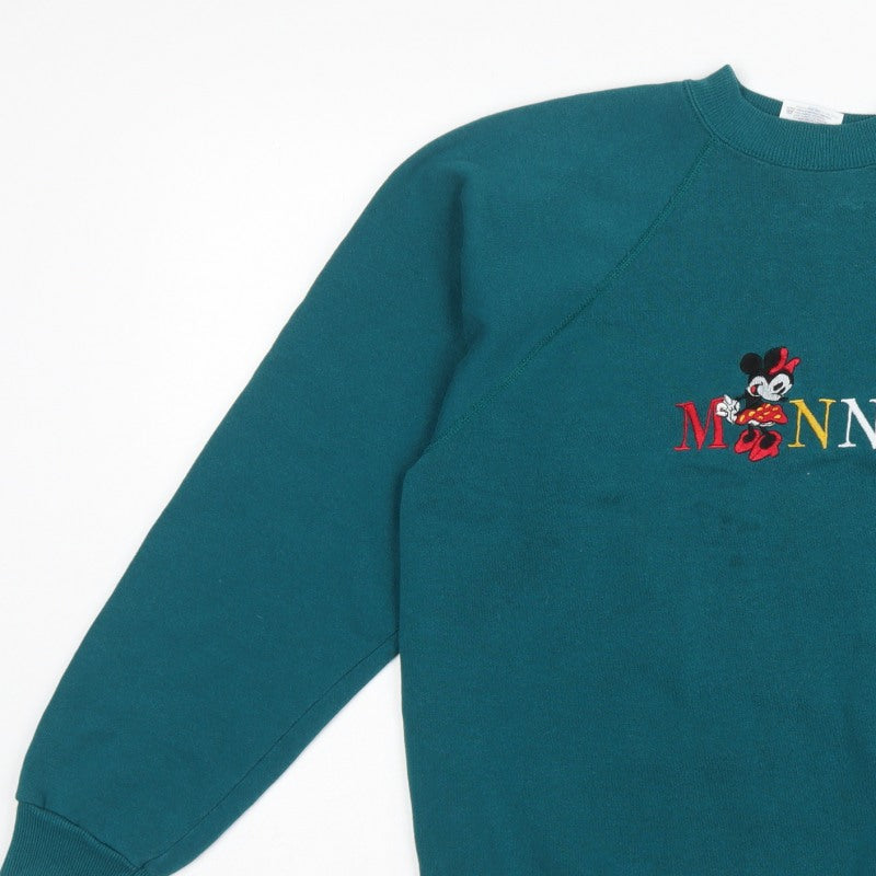 Hanes Women’s Green L Minnie Embroidered Crew Neck Sweatshirt