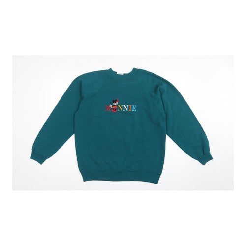Hanes Women’s Green L Minnie Embroidered Crew Neck Sweatshirt