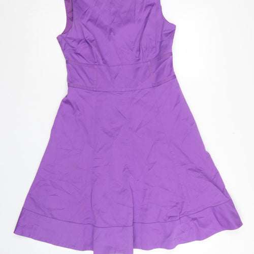 Coast Women Purple UK 12 Fit & Flare Knee Length Sleeveless Dress
