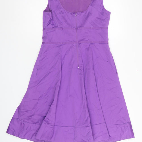 Coast Women Purple UK 12 Fit & Flare Knee Length Sleeveless Dress
