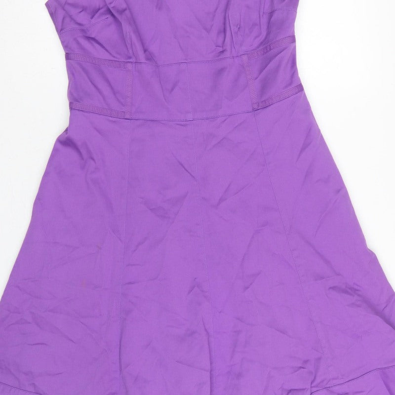 Coast Women Purple UK 12 Fit & Flare Knee Length Sleeveless Dress
