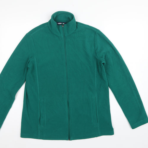 Lands' End Women's Green M Fleece Full Zip Basic Jacket Pockets