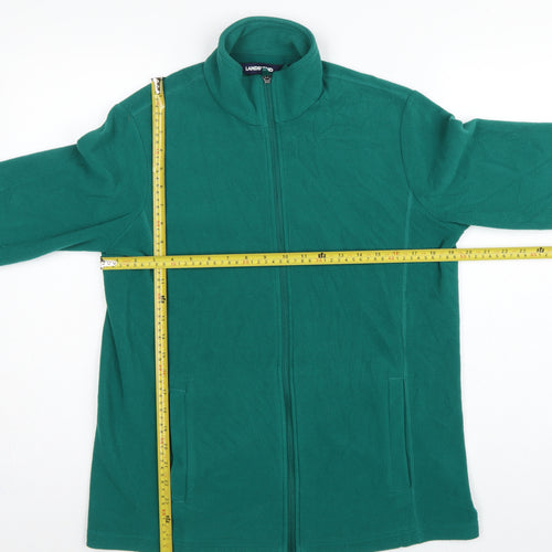 Lands' End Women's Green M Fleece Full Zip Basic Jacket Pockets