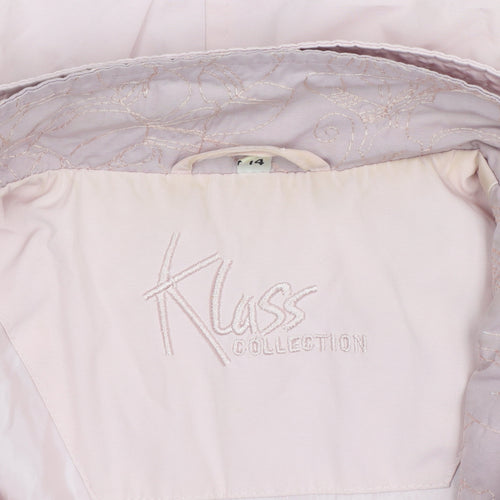 Klass Collection Women Pink Size 14 Mid-Length Zip Jacket