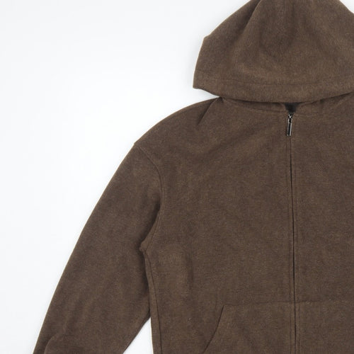 Mulvan Women’s Brown S Full Zip Hooded Fleece Hoodie Pockets