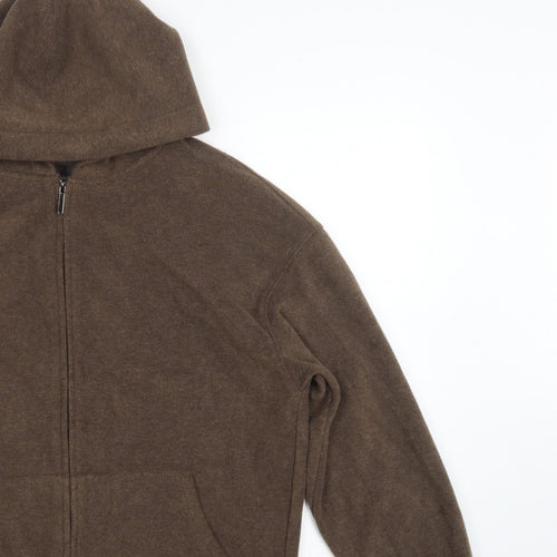 Mulvan Women’s Brown S Full Zip Hooded Fleece Hoodie Pockets