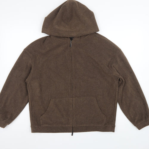 Mulvan Women’s Brown S Full Zip Hooded Fleece Hoodie Pockets