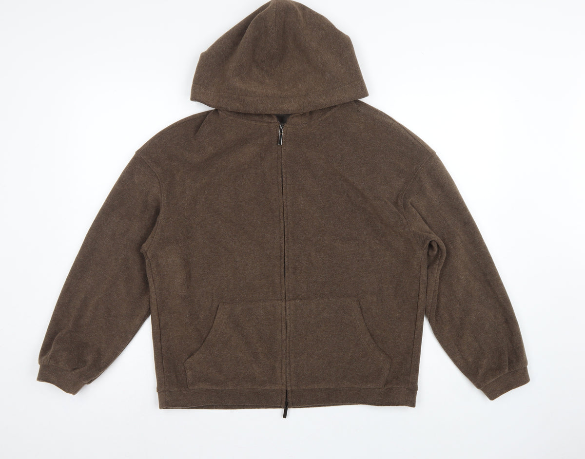Mulvan Women’s Brown S Full Zip Hooded Fleece Hoodie Pockets