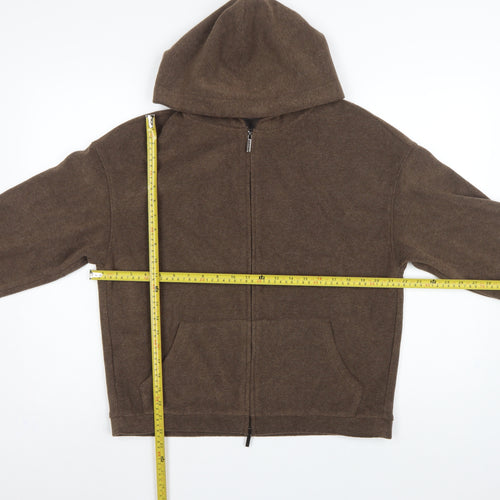 Mulvan Women’s Brown S Full Zip Hooded Fleece Hoodie Pockets