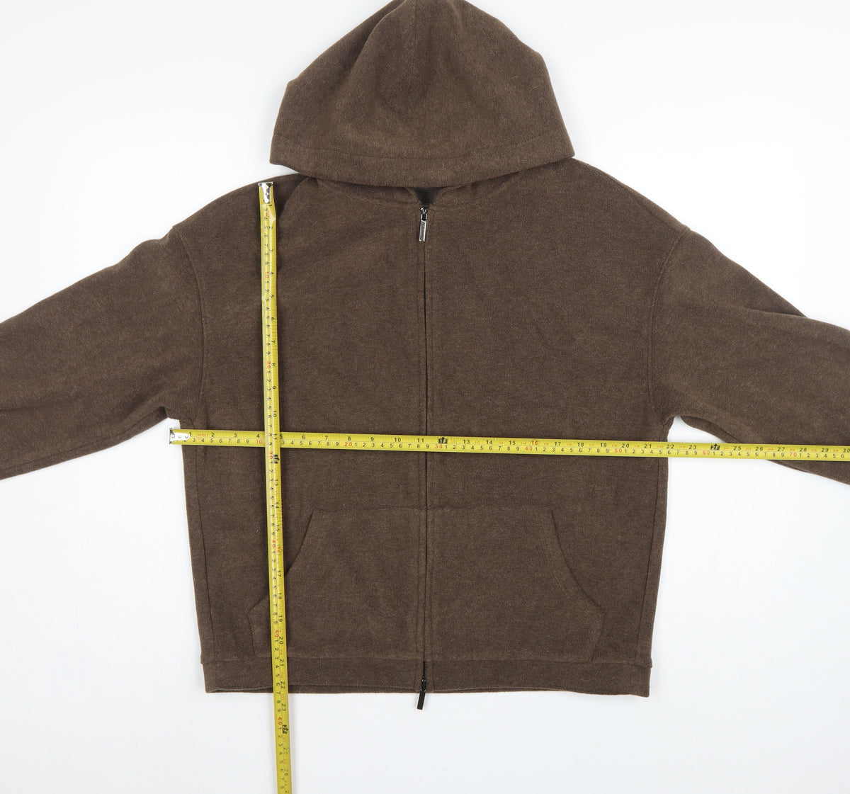 Mulvan Women’s Brown S Full Zip Hooded Fleece Hoodie Pockets