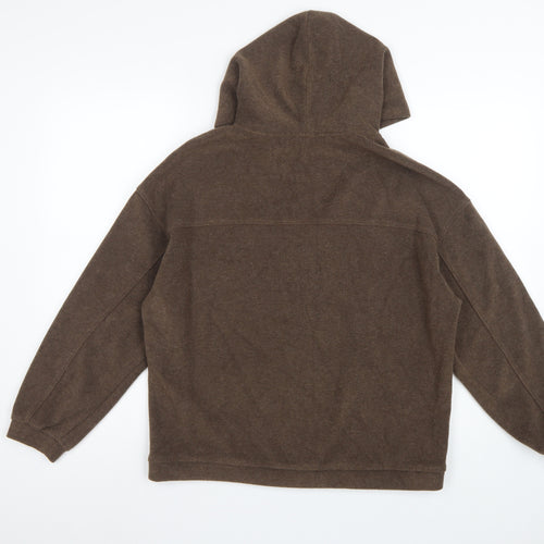 Mulvan Women’s Brown S Full Zip Hooded Fleece Hoodie Pockets
