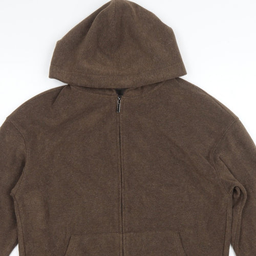 Mulvan Women’s Brown S Full Zip Hooded Fleece Hoodie Pockets