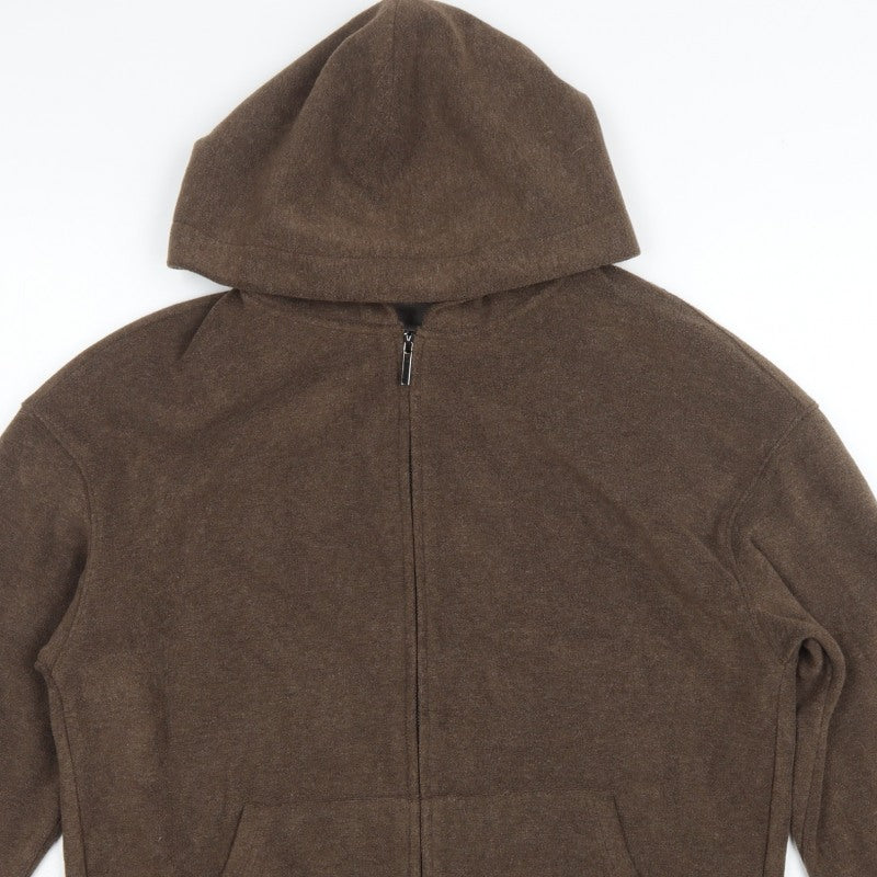 Mulvan Women’s Brown S Full Zip Hooded Fleece Hoodie Pockets
