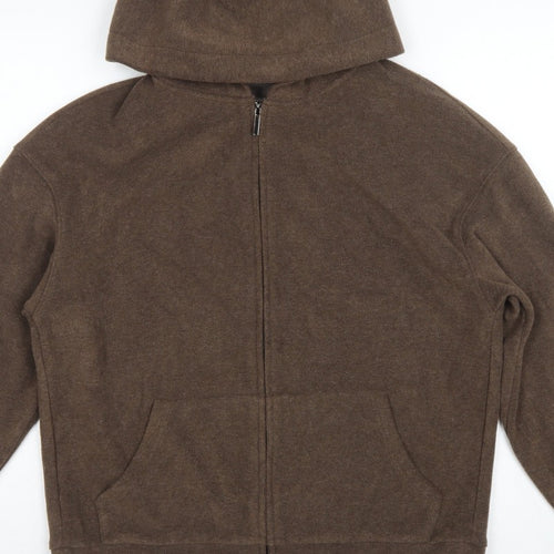 Mulvan Women’s Brown S Full Zip Hooded Fleece Hoodie Pockets