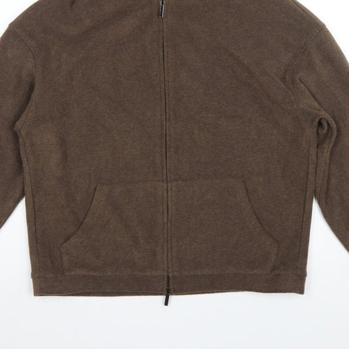 Mulvan Women’s Brown S Full Zip Hooded Fleece Hoodie Pockets
