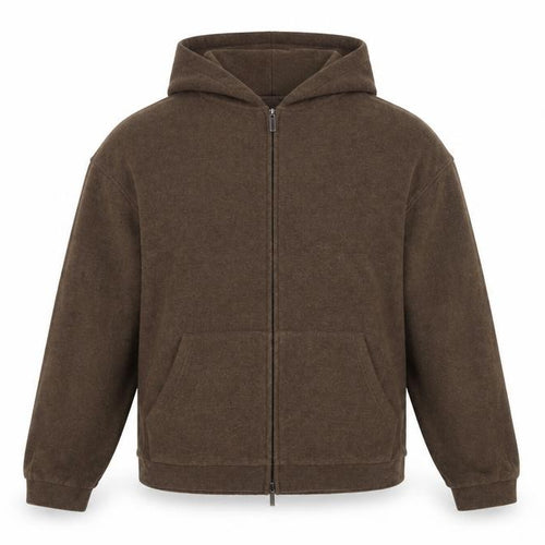 Mulvan Women’s Brown S Full Zip Hooded Fleece Hoodie Pockets